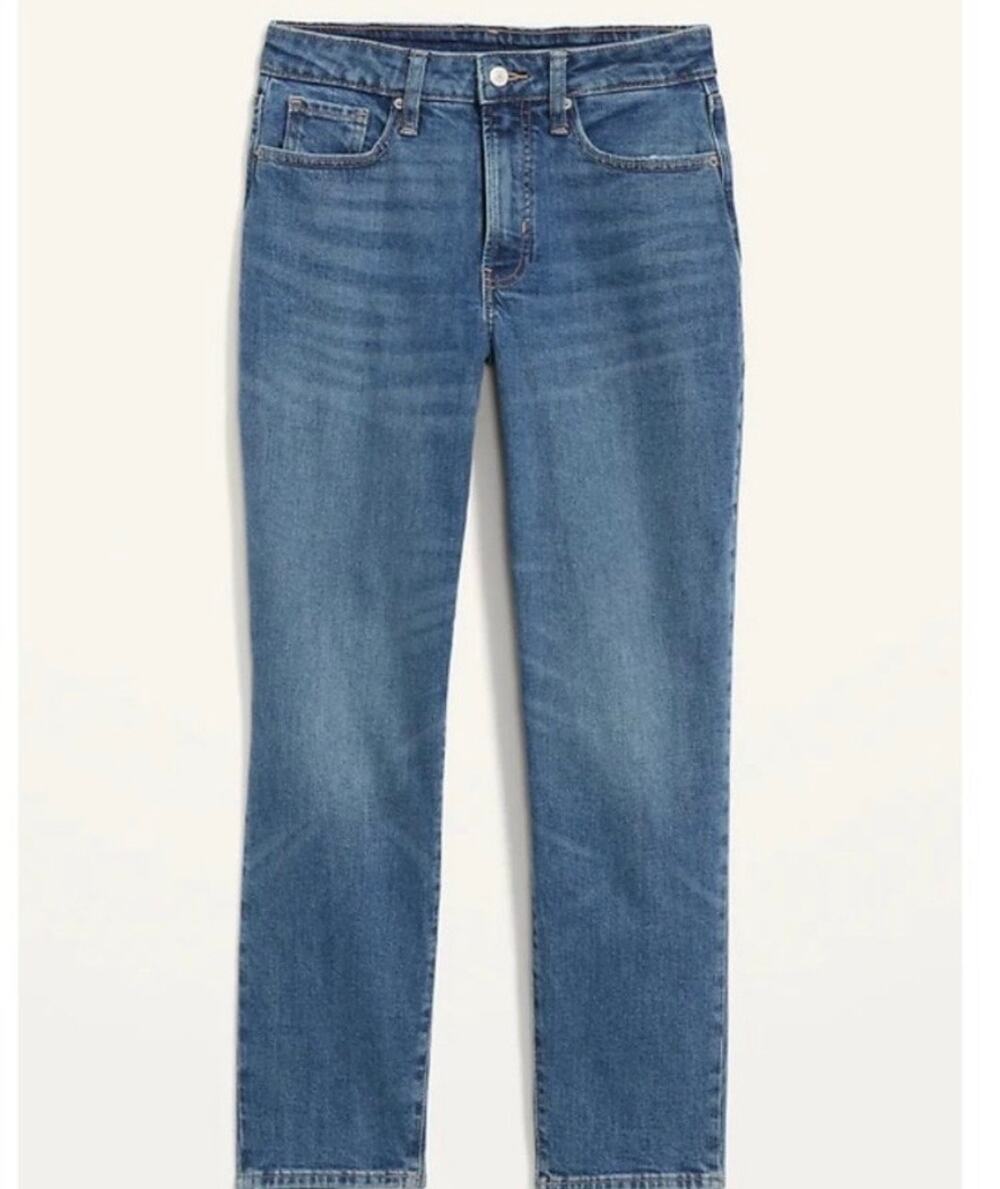Old Navy High Rise Curvy O.G. Straight Secret-Smooth Pocket Jeans Sz 0 Blue